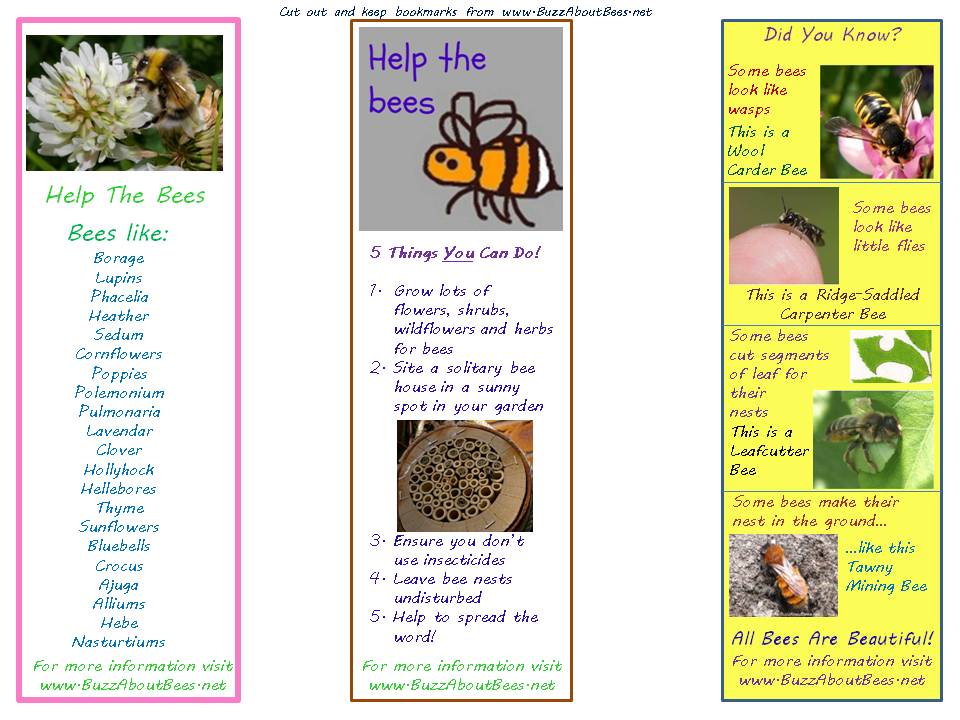 3 bee themed bookmarks