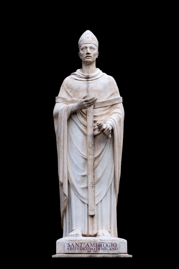 Saint Ambrose -  Aurelius Ambrosius A statue of the Saint Ambrose in Milan with the inscription SANT AMBROGIO 339 - 397