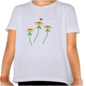 3 sunflowers and bees kids  t-shirt